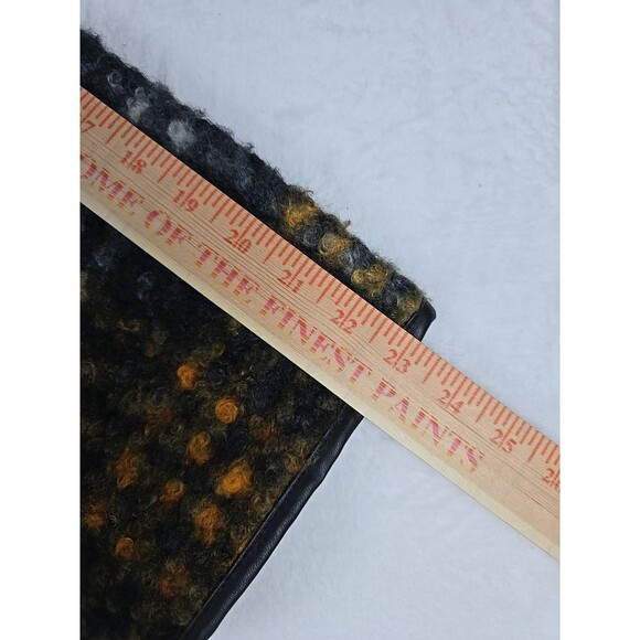 Ava Viv Plaid Jacket Cardigan 1X Women Black Yellow Orange Faux Leather Trim - Picture 8 of 8